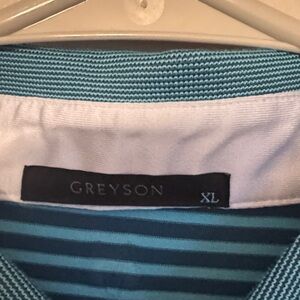 Greyson Teal and Navy Striped Polo